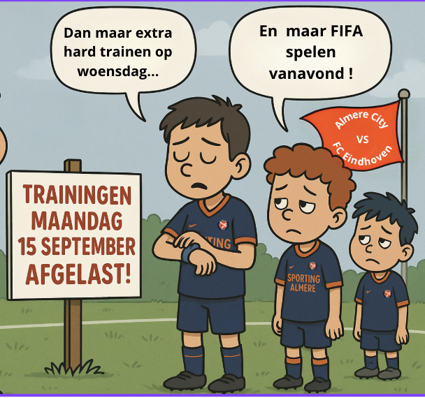 Trainingen maandag 15 september afgelast !