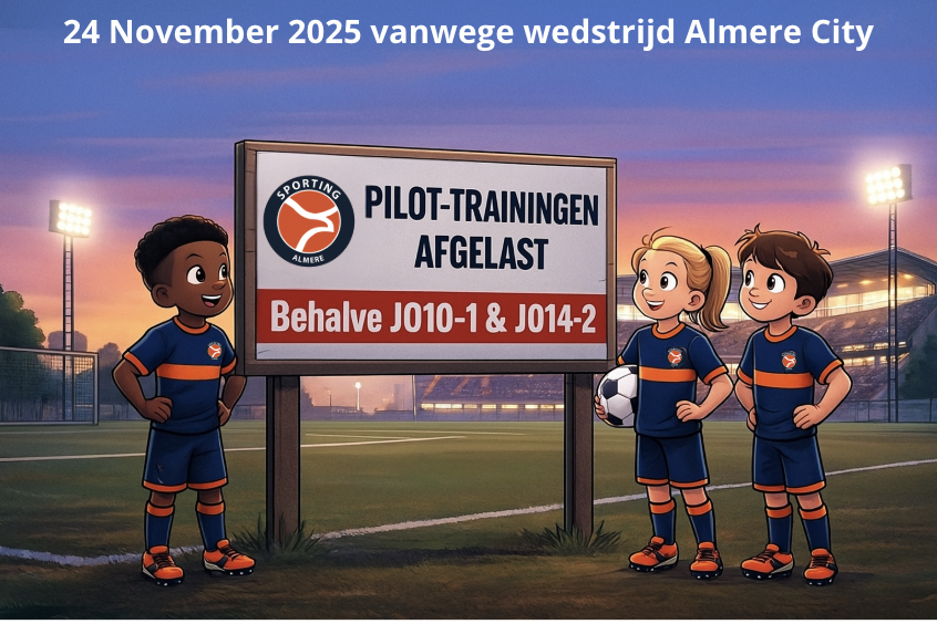 Pilot: Trainingen afgelast behalve JO10.1 & JO14.2