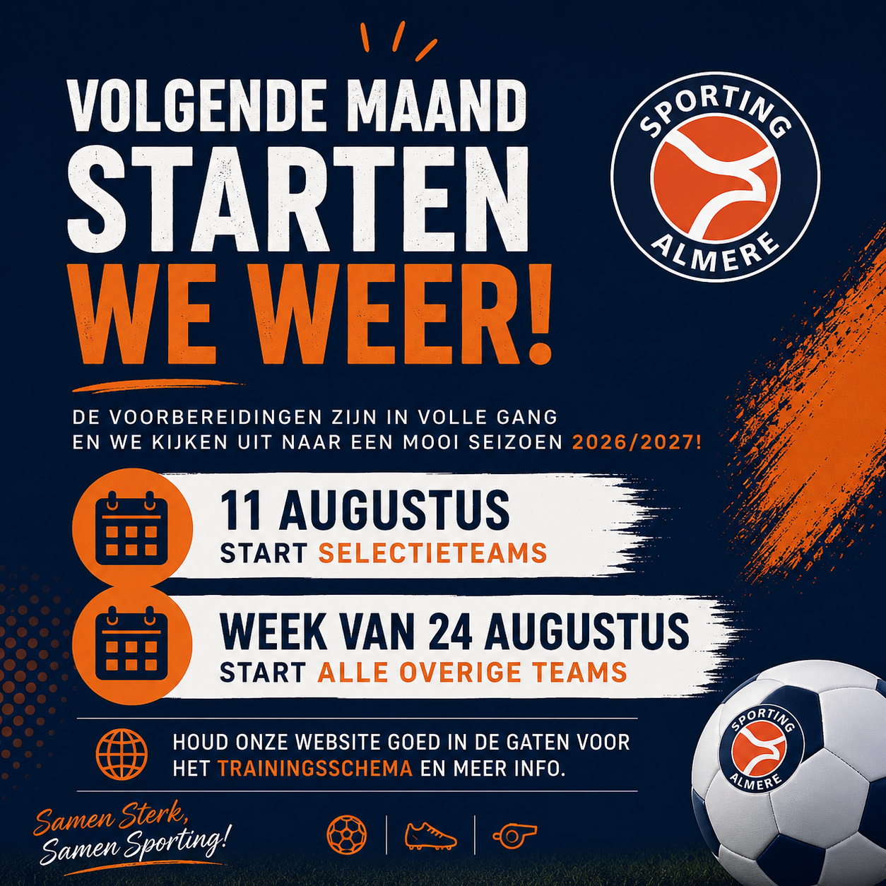 Nog 1 maand en dan starten we weer!