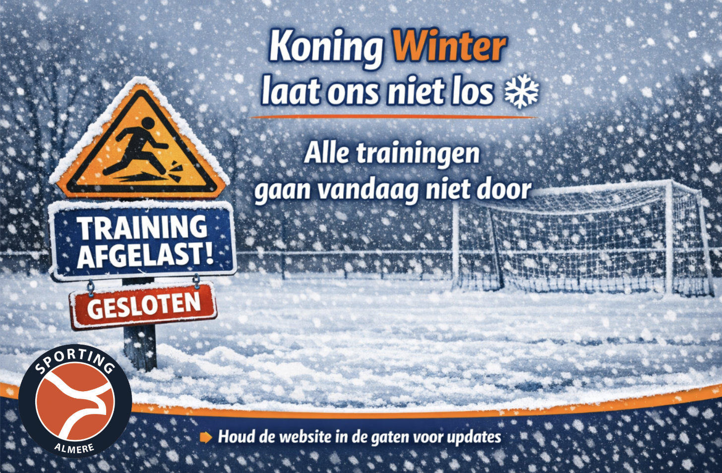 Alle trainingen afgelast , 29-01-2026